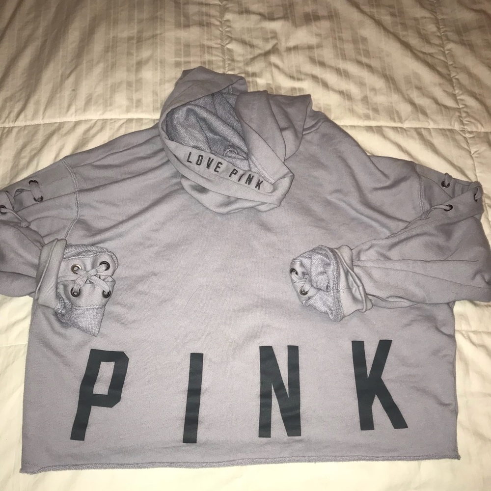 PINK lace up sweater